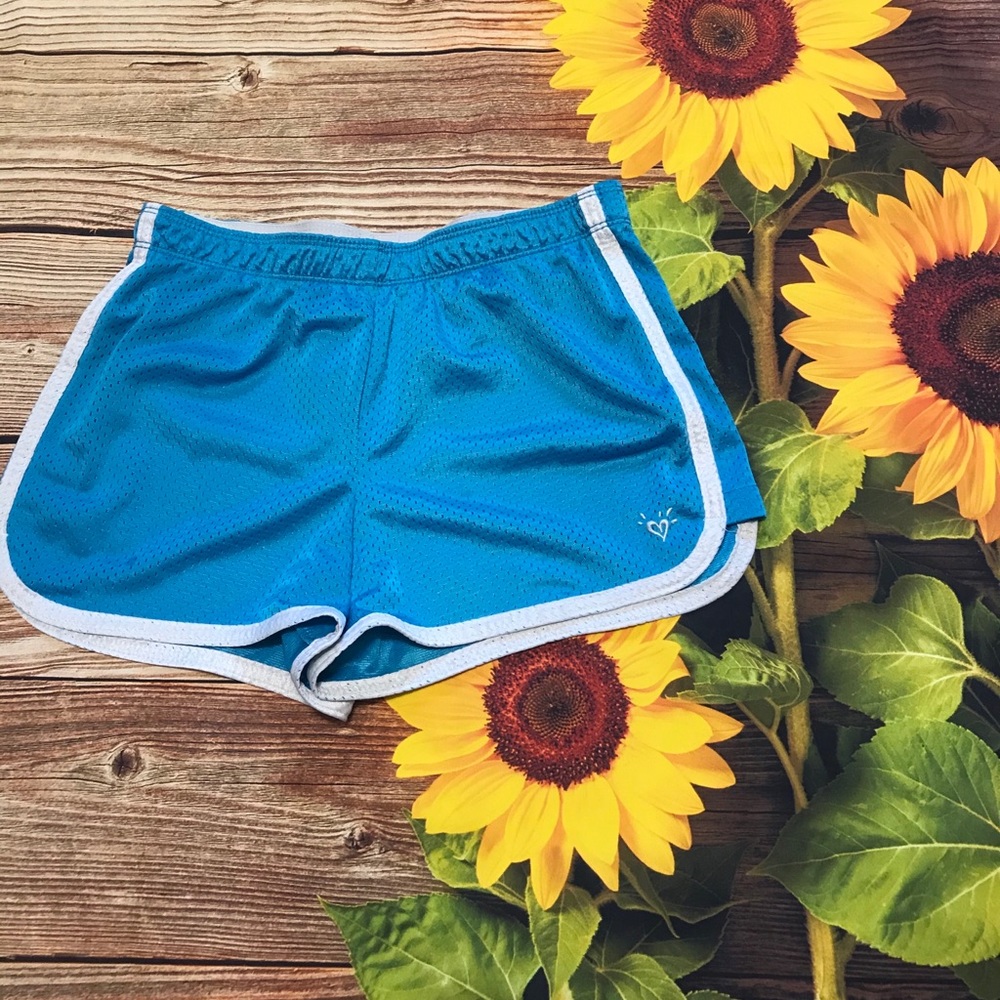 blue and white shorts